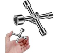 Esshogo Clé triangulaire 4 voies 5 tailles 7 mm/10 mm/12 mm/13 mm/18 mm Clé triangulaire Utilities pour boîte électrique, gaz, eau, compteur électrique, boîte d'armoire, argent