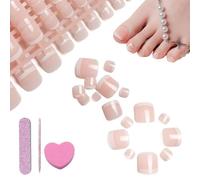 Esshogo Lot de 120 faux ongles pour les pieds français, couverture complète, pour femme, avec trois outils de manucure