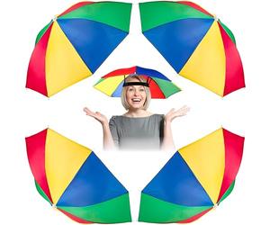 Esshogo Lot de 4 chapeaux de parapluie pliables - Cadeau amusant - Pour le carnaval - Pour la pêche