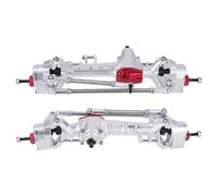 Essieu de Voiture RC Pour SCX10 III 1/10 RC Crawler Car, Essieu Portail Décalé Avec Transmission À Vitesse Constante, Support De Servo Deux Vitesses Et Tige Direction Pour(Silver,Front and Rear)