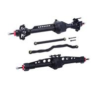 essieu RC Compatible avec Axial pour SCX10 Pro 1/10 Pièces De Mise À Niveau Voitures Radiocommandées À Chenilles, Ensemble Complet D'essieux Droits Avant Et Arrière Intégrés CNC(Black,1set)