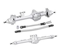Essieu RC Pour Axial Pour SCX10 II Pour Vanquish VS4-10 1/10 RC Crawler Pour Châssis CNC Aluminium Avant Arrière Essieu Droit Pièce Construction Décalage(Silver,Front Rear)