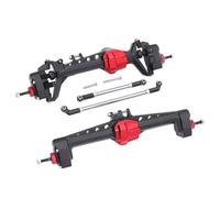 Essieu RC Pour SCX10 III 1/10 RC Crawler Car Ensemble D'essieux Avant Arrière Décalés Aluminium AR45P Avec Arbre Transmission CVD À 3 Sections Deux Supports Servo(Black,1Set)