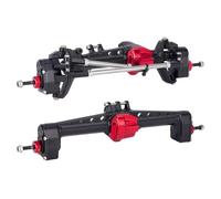 Essieu RC Pour SCX10 III AR45P 1/10 RC Crawler Car Offset Portal Axle Avec Transmission À Vitesse Constante Deux Supports Servo Tige De Direction Pour(Black,Front Rear Axle)