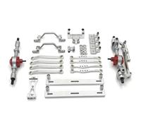 Essieu RC Pour WPL C64 1/16 RC Car Upgrade Parts Essieu Avant Arrière Métal Pour Châssis Biellette Liaison Tige Traction Support Pédale Latérale Ensemble Support D'amortisseur(Silver)