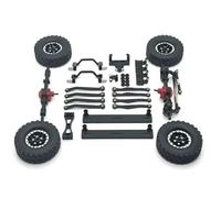 Essieu RC Pour WPL C64 C64-1 1/16 RC Car Upgrade Parts Essieu Avant Arrière En Métal Pour Châssis Biellette Liaison Tige Traction Support Pédale Latérale Pneu Ensemble(Black)