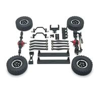 Essieu RC Pour WPL C64 C64-1 1/16 RC Car Upgrade Parts Essieu Avant Arrière En Métal Pour Châssis Biellette Liaison Tige Traction Support Pédale Latérale Pneu Ensemble(Black)