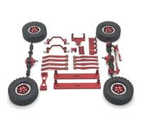 Essieu RC Pour WPL C64 C64-1 1/16 RC Car Upgrade Parts Essieu Avant Arrière En Métal Pour Châssis Biellette Liaison Tige Traction Support Pédale Latérale Pneu Ensemble(Red)