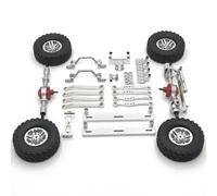 Essieu RC Pour WPL C64 C64-1 1/16 RC Car Upgrade Parts Essieu Avant Et Arrière En Métal Pour Châssis Biellette Liaison Tige Traction Support Pédale Latérale Pneu Ensemble(Silver)