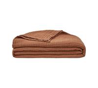 Essix Couvre-lit uni en gaze de coton Jazzy 260 x 240 cm Brun roux