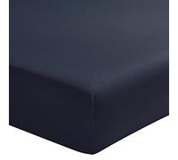 Essix - Drap Housse Royal Line Percale de Coton Bleu nuit 90 x 190 cm
