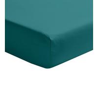 ESSIX - Drap Housse uni en Percale de Coton, Bonnet de 30cm, PREMIÈRE - 100 x 200 cm - Bleu Emeraude - Percale de Coton - 80 Fils/cm² - Bonnet 30 cm - Entretien Facile