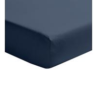 ESSIX, Drap Housse uni en Percale de Coton, Bonnet de 35cm, PREMIÈRE, 140 x 190 cm, Bleu Marine