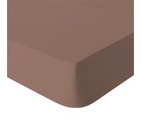 Drap Housse uni en Percale de Coton lavée, Delicate, 160 x 200 cm, ESSIX, Marron Foncé