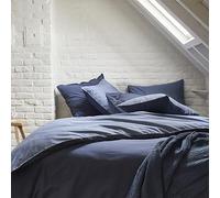 Essix Housse de Couette en Coton Bicolore, Bons Jours, Nocturne/Denim, 200x200 cm