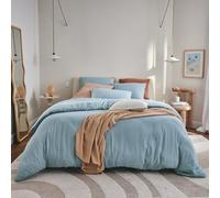Essix Housse de Couette en Gaze de Coton, 260 x 240 cm, Tendresse Heure Bleue, Bleu