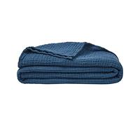 Plaid en gaze de coton 120 gr/m2, Jazzy Bleu pétrole,130x170 Bleu