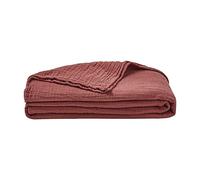 ESSIX Plaid uni en Gaze de Coton, Jazzy, 130x170cm, Rouge Toscane