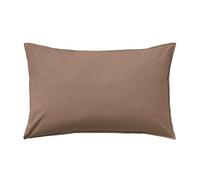 ESSIX - Taie d'oreiller Unie en Percale de Coton lavée, Delicate - 50 x 70 cm - Marron foncé - Percale de Coton - 80 Fils/cm² - Entretien Facile