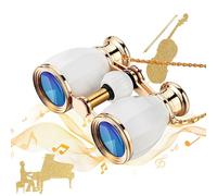 ESSLNB Jumelles de théâtre 4 x 30 avec chaîne et étui en verre optique pour femme - Pour théâtre, concert, cadeau pour femme (blanc)