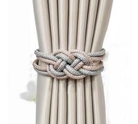 ESSMOKO Embrase De Rideaux Attache De Rideau À Nœud Chinois 46 Cm Magnétique sans Perforation Décoration De Fenêtre DIY Gris Et Champagne