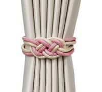 ESSMOKO Embrase De Rideaux Attache De Rideau À Nœud Chinois 46 Cm Magnétique sans Perforation Décoration De Fenêtre DIY Rose Et Champagne