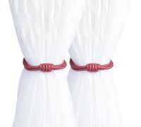 ESSMOKO Embrase De Rideaux Attache De Rideau Magnétique en Polyester avec Boucle À Tête Carrée 54 Cm Convient pour Le Salon La Chambre À Coucher Rouge Vin