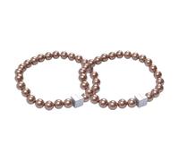 ESSMOKO Embrasse pour Rideaux Boucle De Rideau Magnétique Imitation Perle Tête Carrée Attache Décorative pour Rideau Longueur 40 Cm Marron