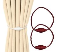 ESSMOKO Embrasse pour Rideaux Corde À Rideau Conique en Fil Filé 47 Cm Boucle Magnétique Fixation De Rideau en Fibre Synthétique Rouge