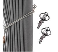 ESSMOKO Embrasse pour Rideaux Crochet Mural pour Rideau Diamond Crown en Alliage d'aluminium Fixation pour Corde de Rideau - Noir Brillant