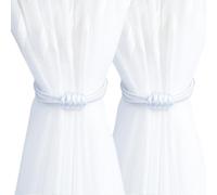 ESSMOKO Embrasse Rideau Attache Magnétique À Boucle Carrée en Polyester 54 Cm Idéale pour Le Salon La Chambre À Coucher Blanc Pur