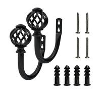 ESSMOKO Embrasse Rideau Attache Rideau Crochet Mural en Fer Forgé en Forme De U Accessoire De Décoration De Fenêtre Crochet pour Rideau - Noir