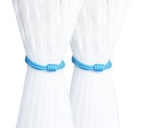 ESSMOKO Embrasses À Rideaux Attache De Rideau Magnétique en Polyester avec Boucle À Tête Carrée 54 Cm Convient pour Salon Chambre À Coucher Bleu Lac