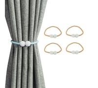 ESSMOKO Embrasses de Rideaux magnétiques, 4 pièces, Accessoires pour Rideaux, Pinces, Attaches en Corde, Beige