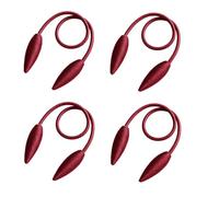 ESSMOKO Embrasses de Rideaux Pliables 4 pièces, Attaches de Rideaux de Couleur Unie, Bricolage fixé dans n'importe Quelle Forme - Rouge vin