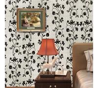 ESSMOKO Papier peint autocollant de style pastoral rétro motif floral tissu mural salon arrière-plan TV décoration murale autocollant pour meubles