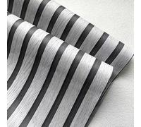 ESSMOKO Papier peint autocollant en PVC à rayures grises décoration murale pour salon magasin café bureau 45 * 500 cm