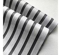 ESSMOKO Papier peint autocollant en PVC à rayures grises décoration murale pour salon magasin café bureau 45 * 950 cm