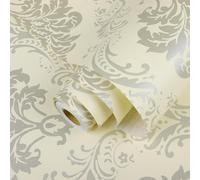 ESSMOKO Papier peint autocollant en PVC beige à motif européen 45 * 500 cm pour rénovation de meubles hôtel restaurant arrière-plan