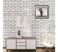 ESSMOKO Papier peint autocollant en PVC gris rétro autocollant imperméable pour mur de fond de restaurant café hôtel brique antique