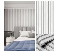 ESSMOKO Papier peint autocollant en PVC imitation grille de bois autocollant mural chaud pour chambre à coucher salon bureau motif de grille en bois argenté 44 5 * 500 cm