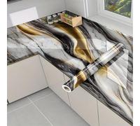 ESSMOKO Papier peint en marbre doré autocollant en PVC résistant à la chaleur et à l'huile pour cuisine salle de bain café 40 * 600 cm