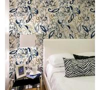 ESSMOKO Papier Peint hydrosol coloré pour salon chambre à coucher bureau autocollant mural décoratif motif bleu et jaune 45 * 600cm