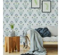 ESSMOKO Papier Peint hydrosol coloré pour salon chambre à coucher bureau décoration murale fleurs bleues et vertes 45 * 600cm