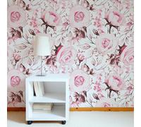 ESSMOKO Papier Peint hydrosol coloré pour salon chambre à coucher bureau décoration murale pivoine rose 45 * 600cm