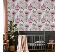ESSMOKO Papier Peint hydrosol coloré pour salon chambre à coucher bureau décoration murale pivoine violet clair 45 * 600cm