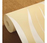 ESSMOKO Papier peint intissé épais à rayures en feuilles d'algues 53 * 300 cm autocollant 3D stéréo pour chambre à coucher salon beige