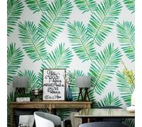 ESSMOKO Papier peint non adhésif motif feuilles de bananier forêt tropicale pour salon chambre à coucher bureau vert 53 * 950 cm
