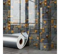 ESSMOKO Papier peint Papier peint autocollant imperméable imitation marbre doré motif Golden Rock pour cuisine et salle de bain 40 * 300cm