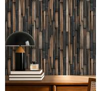 ESSMOKO Papier peint Papier peint décoratif pour salon de thé/salle de séjour d'hôtel autocollant en PVC imperméable pour la rénovation de meubles texture marron noir 45 * 500cm